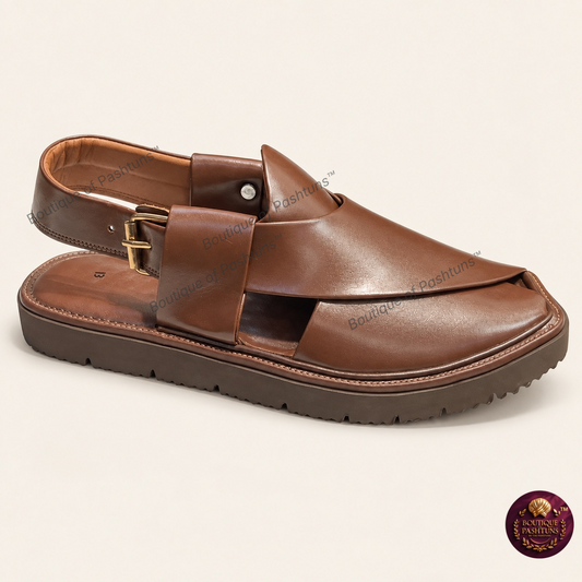 Kaptaan Chappal Lightweight (Shoes) in Brown - front product view