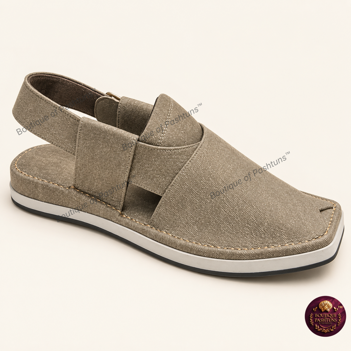 Suede Kaptaan Chappal in Silver - front product view