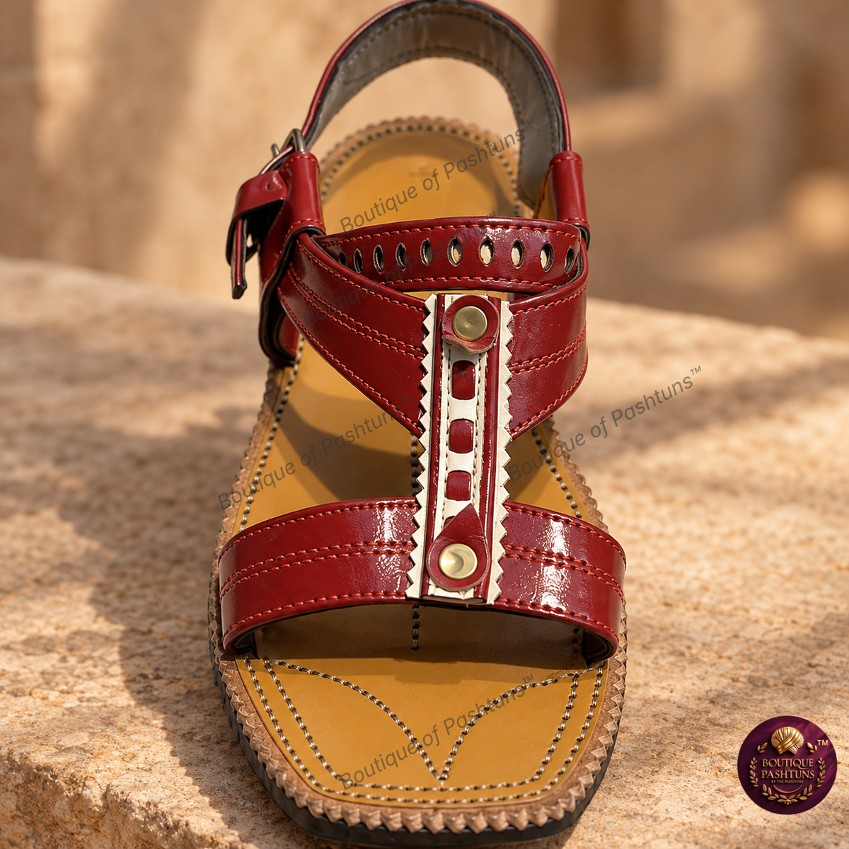 Panjedar Red Cut Chappal - detail product view